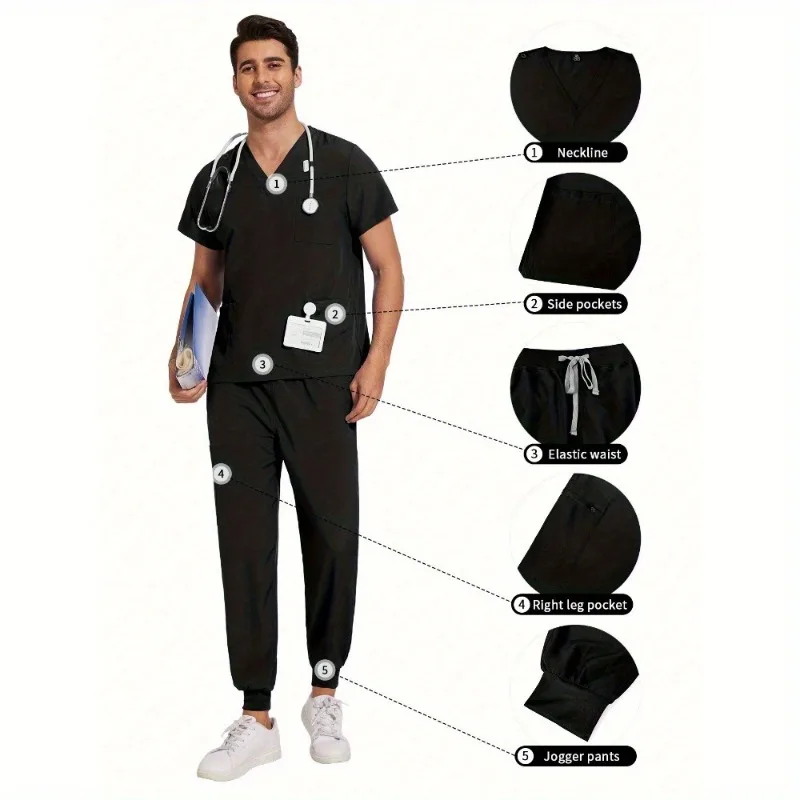 Multi Colored Short Sleeved Men's Frosted Uniform Doctor's Workwear Set Frosted Top Pants Men's Hospital Nurse Workwear Uniform
Multi Colored Short Sleeved Men's Frosted Uniform Doctor's Workwear Set Frosted Top Pants Men's Hospital Nurse Workwear Uniform