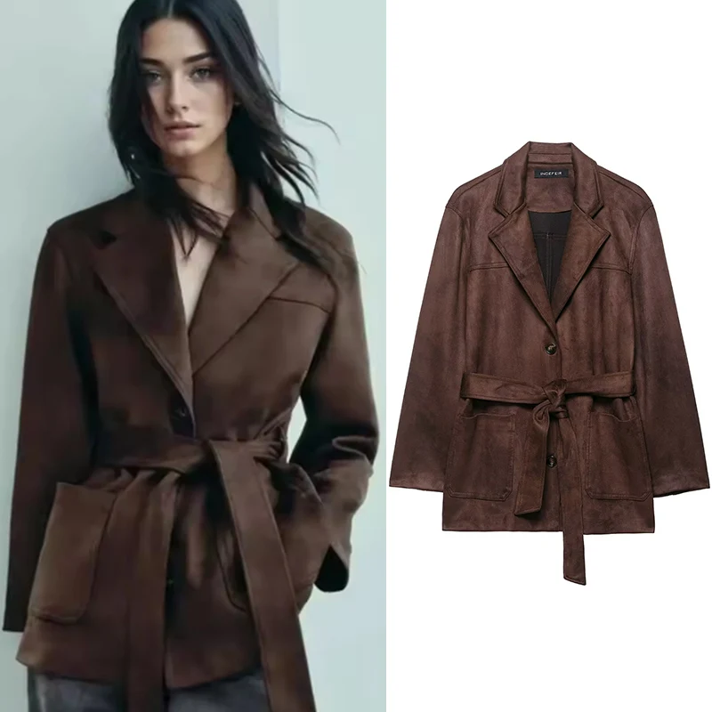 Women's Jacket 2025 New Fashion Autumn Winter Long Sleeve Suede Effect with Belt Jacket for Women Casual Chic Ladies Trench Coat
Women's Jacket 2025 New Fashion Autumn Winter Long Sleeve Suede Effect with Belt Jacket for Women Casual Chic Ladies Trench Coat