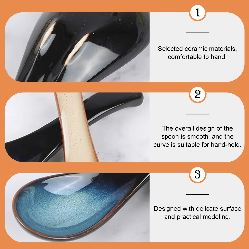 4Pcs Kiln-Glazed Ceramic Soup Spoons Practical Porcelain Spoons for Home Kitchen Restaurant Household Use
4Pcs Kiln-Glazed Ceramic Soup Spoons Practical Porcelain Spoons for Home Kitchen Restaurant Household Use
