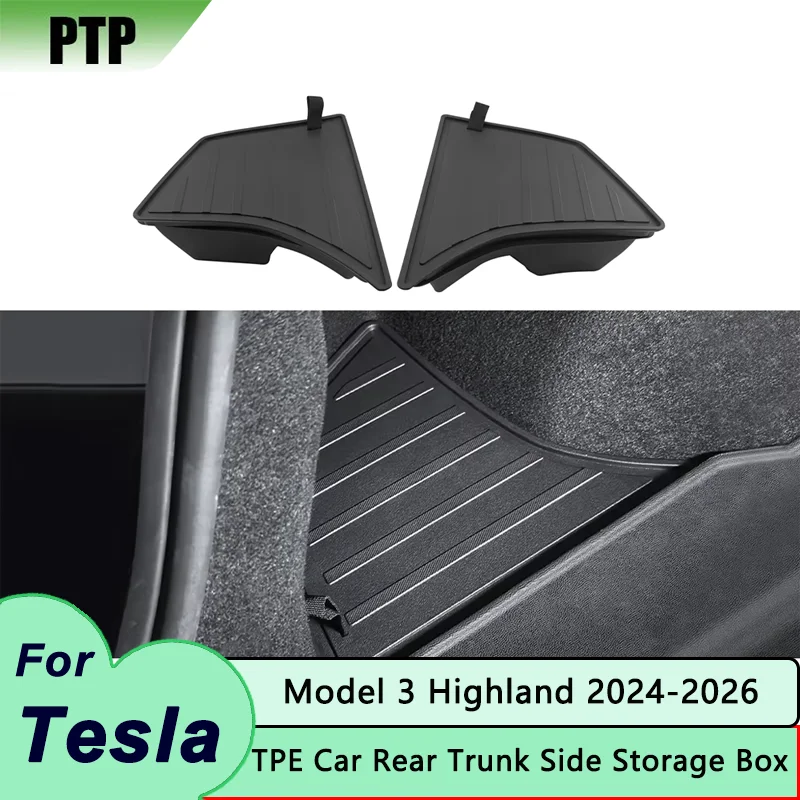 Tesla Model 3 Highland Rear Trunk Side Storage Box with Cover Tail Boot Partition Car Interior Accessory for 2024-2026 Models
Tesla Model 3 Highland Rear Trunk Side Storage Box with Cover Tail Boot Partition Car Interior Accessory for 2024-2026 Models