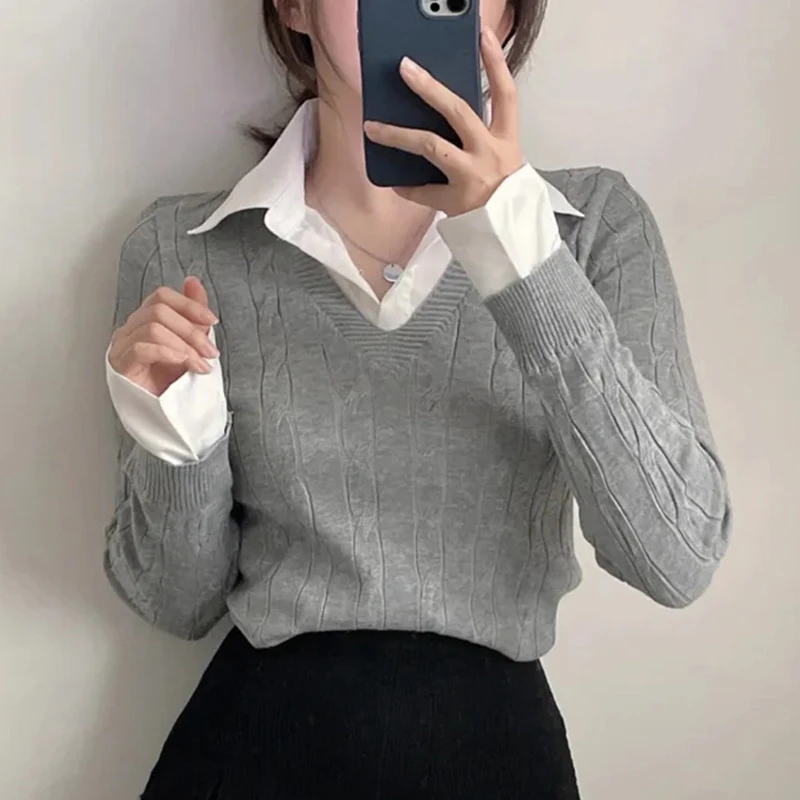 Chic Autumnal Twist Knit Sweater Women's Faion Color Blo Soft Long Sve Crew Ne Fake Two-Piece Sle Korean Commute
Chic Autumnal Twist Knit Sweater Women's Faion Color Blo Soft Long Sve Crew Ne Fake Two-Piece Sle Korean Commute