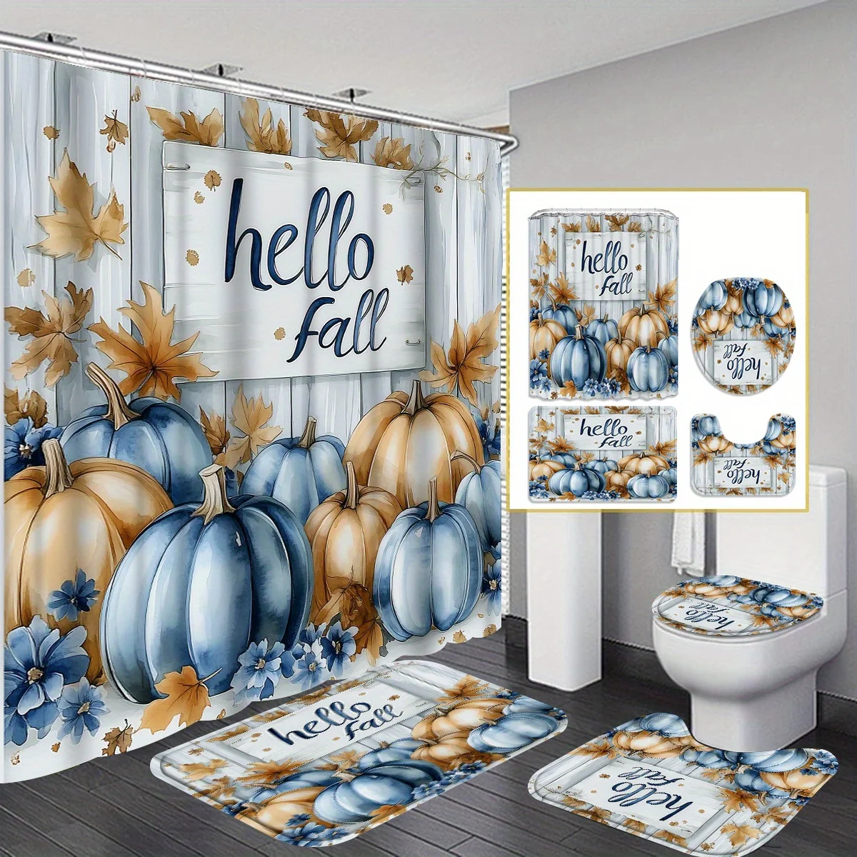 4pcs Thanksgiving Shower Curtain Sets, Waterproof Pumpkin Maple Leaf Flower Shower Curtain, Bathroom Autumn Harvest Decor Sets,
4pcs Thanksgiving Shower Curtain Sets, Waterproof Pumpkin Maple Leaf Flower Shower Curtain, Bathroom Autumn Harvest Decor Sets,