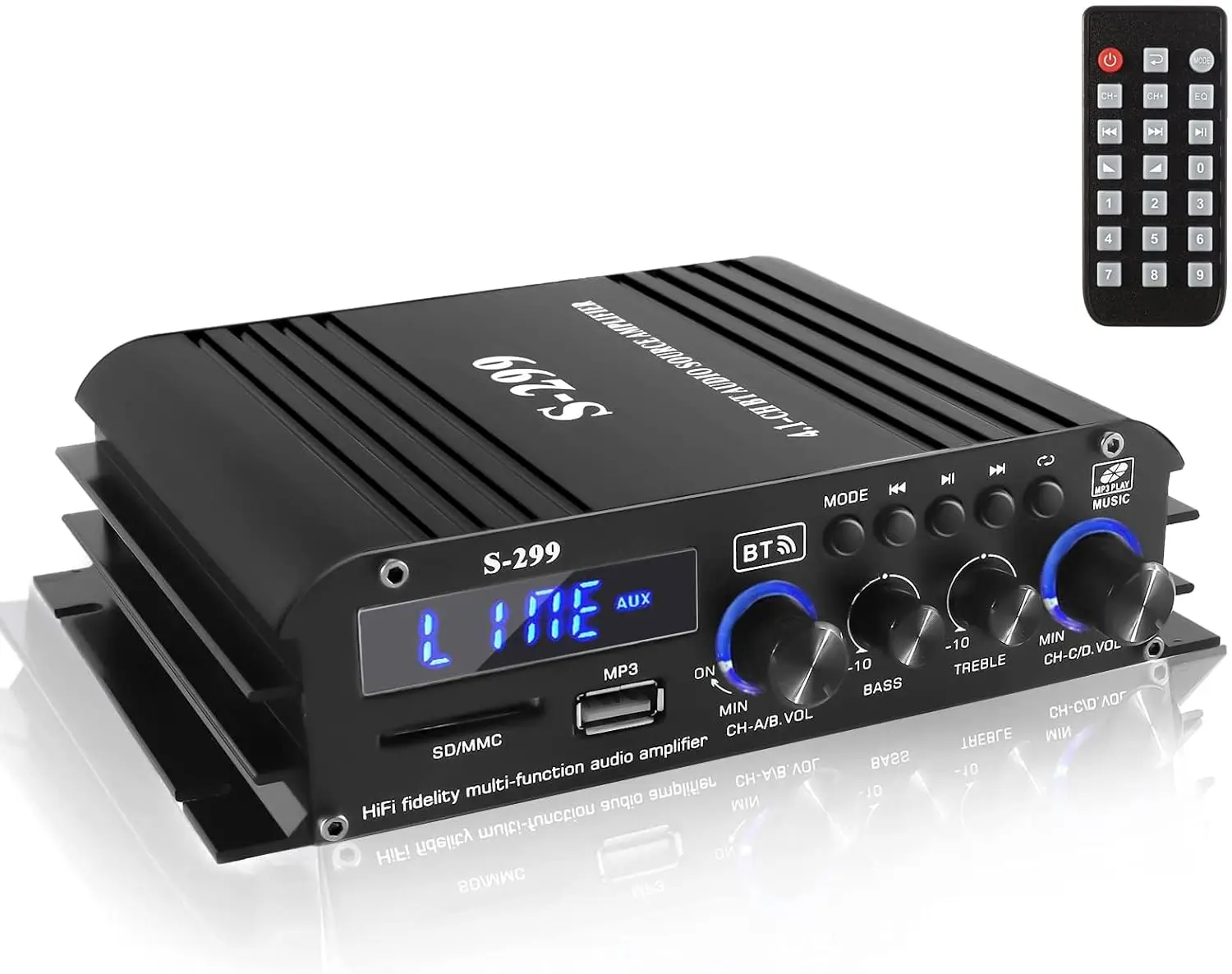 4.1 Channel Bluetooth 5.0 Amplifier, 800W Peak Power with Subwoofer Output for Home Theater & Car
4.1 Channel Bluetooth 5.0 Amplifier, 800W Peak Power with Subwoofer Output for Home Theater & Car