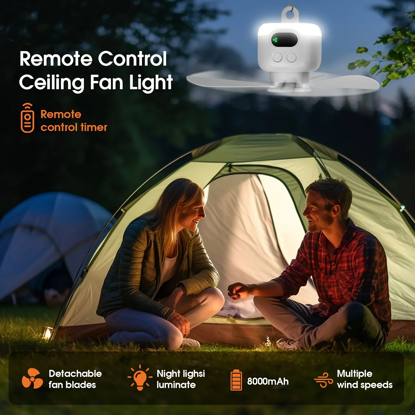 8000mAh Camping Fan Light Ceiling Fan Rechargeable Portables Tent Lantern Wireless Remote Control Outdoor Emergency Night Lights
8000mAh Camping Fan Light Ceiling Fan Rechargeable Portables Tent Lantern Wireless Remote Control Outdoor Emergency Night Lights
