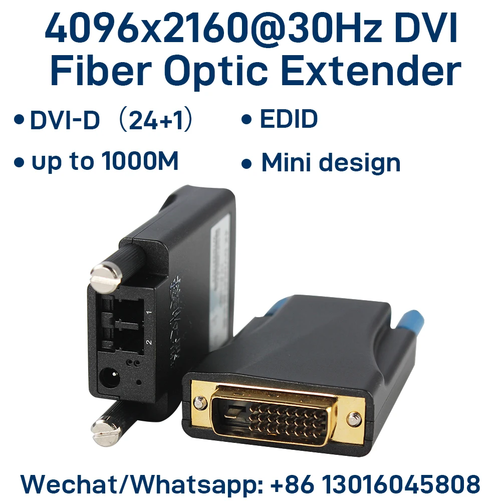 4096x2160@30Hz 4K DVI-D (24+1) Fiber Optic Extender Dual-Link over LC Singlemode Multimode EDID Learning Optical Transceiver
4096x2160@30Hz 4K DVI-D (24+1) Fiber Optic Extender Dual-Link over LC Singlemode Multimode EDID Learning Optical Transceiver