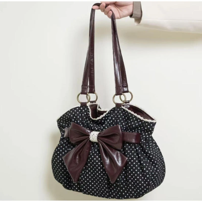 Vintage Y2k Polka Dot Bow Shoulder Bag Japanese Sweet Underarm Bag Stylish Cute Lolita Handbag Casual Versatile Plush Tote Bag
Vintage Y2k Polka Dot Bow Shoulder Bag Japanese Sweet Underarm Bag Stylish Cute Lolita Handbag Casual Versatile Plush Tote Bag