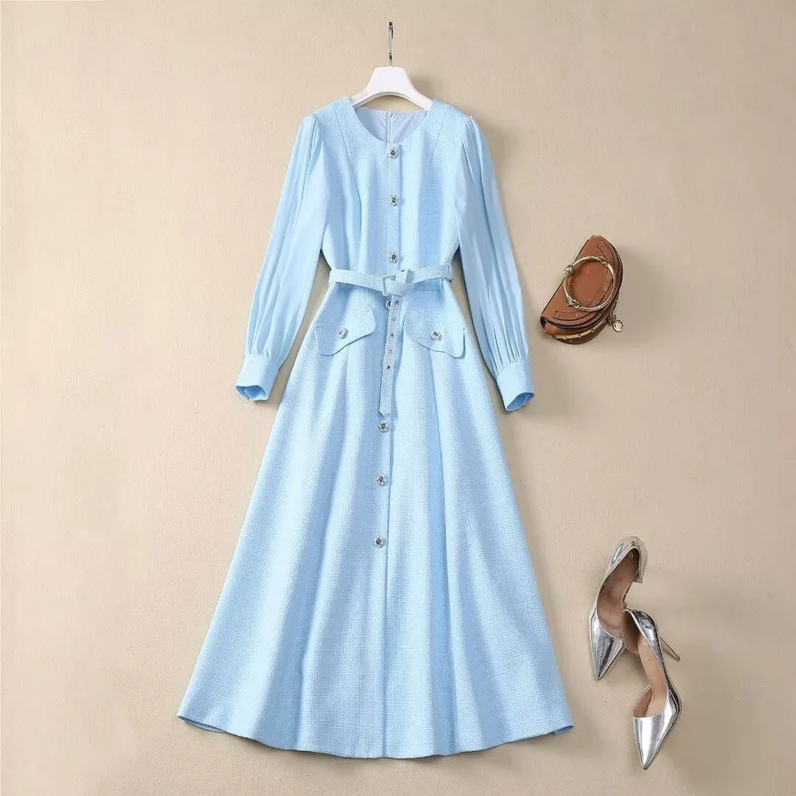 European and American women's clothing 2025 spring new Long-sleeved single-breasted flower buttons Fashion Belt dress XXL
European and American women's clothing 2025 spring new Long-sleeved single-breasted flower buttons Fashion Belt dress XXL