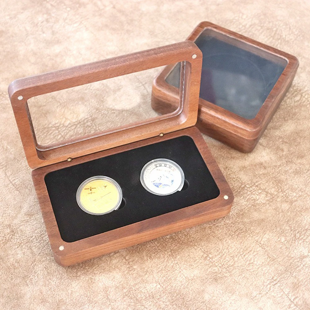 Transparent Cover Black Walnut Wood Dual Currency Box Flip Cover Medal Gift Box Travel Portable Compact Souvenir Collection Box
Transparent Cover Black Walnut Wood Dual Currency Box Flip Cover Medal Gift Box Travel Portable Compact Souvenir Collection Box