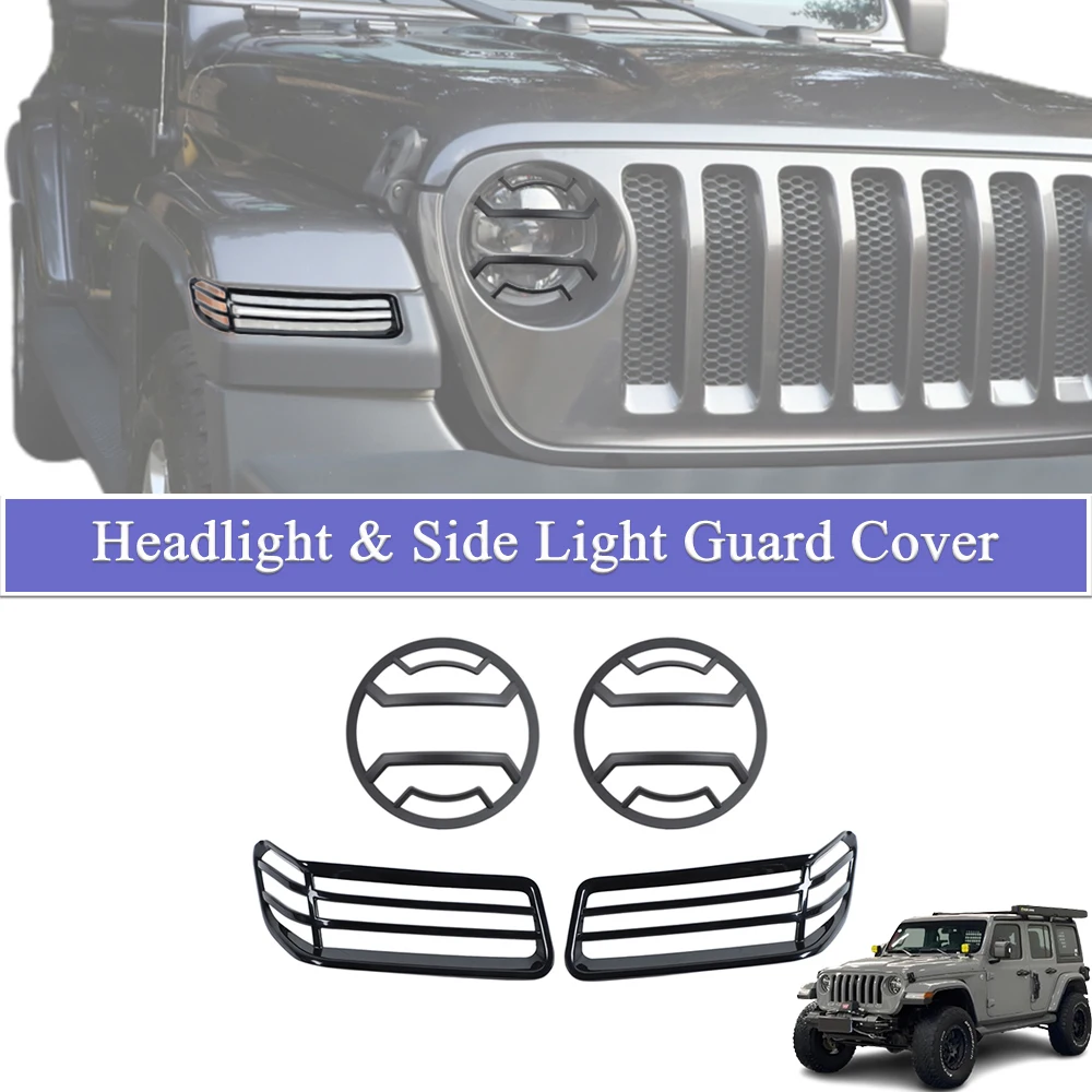 4PCS Headlight Side Fender Marker Lamp Guard Cover Decoration for Jeep Wrangler JL Gladiator JT 2018-2025 Car Light Accessories
4PCS Headlight Side Fender Marker Lamp Guard Cover Decoration for Jeep Wrangler JL Gladiator JT 2018-2025 Car Light Accessories