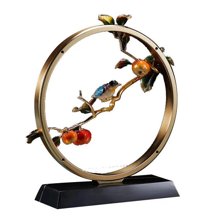 New Chinese style, enamel ornaments, living room entrance, persimmon Ruyi decoration 
New Chinese style, enamel ornaments, living room entrance, persimmon Ruyi decoration