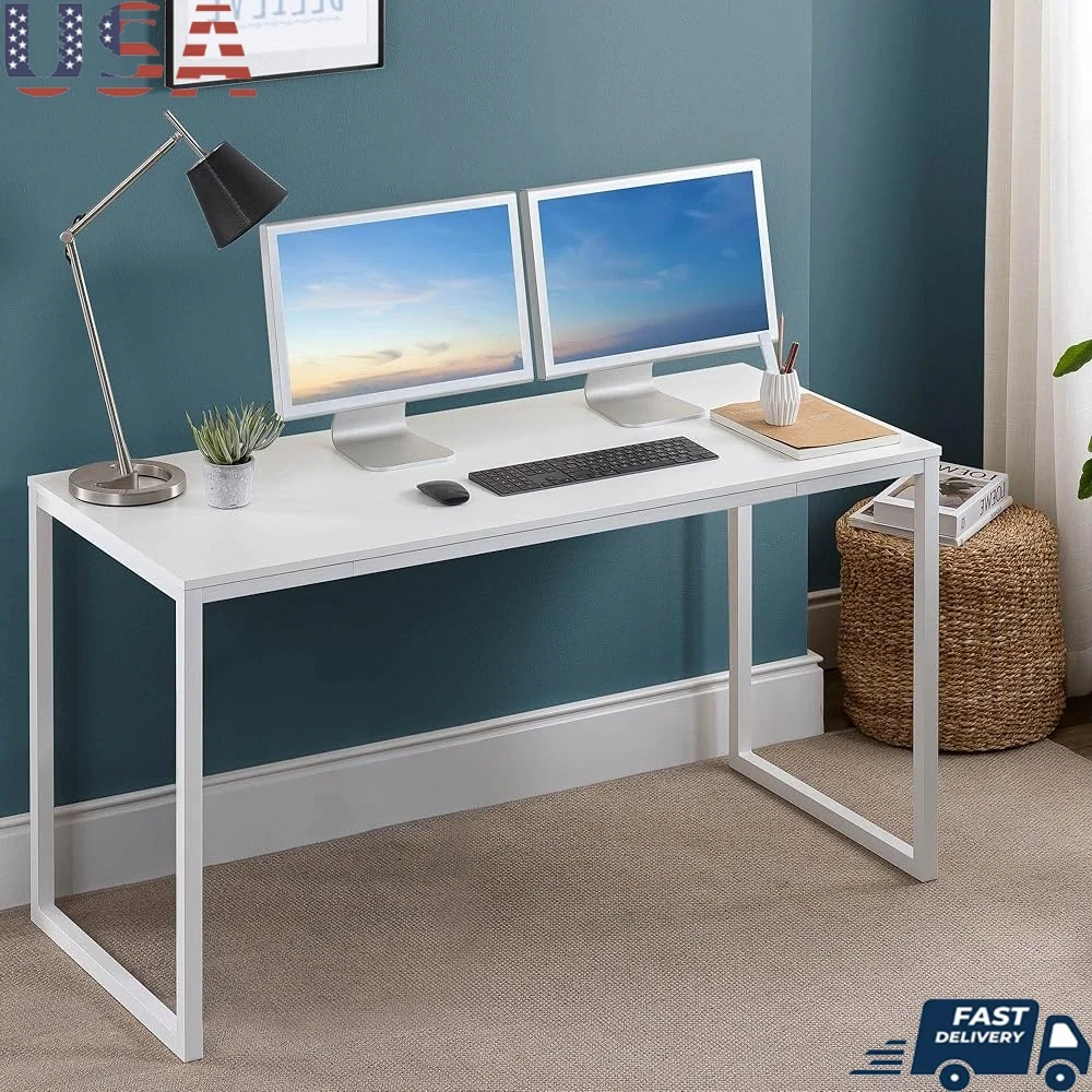 55 Inch White Computer Desk Easy Assembly Sturdy Office Workstation Modern Compact Furniture Home and Bedroom
55 Inch White Computer Desk Easy Assembly Sturdy Office Workstation Modern Compact Furniture Home and Bedroom