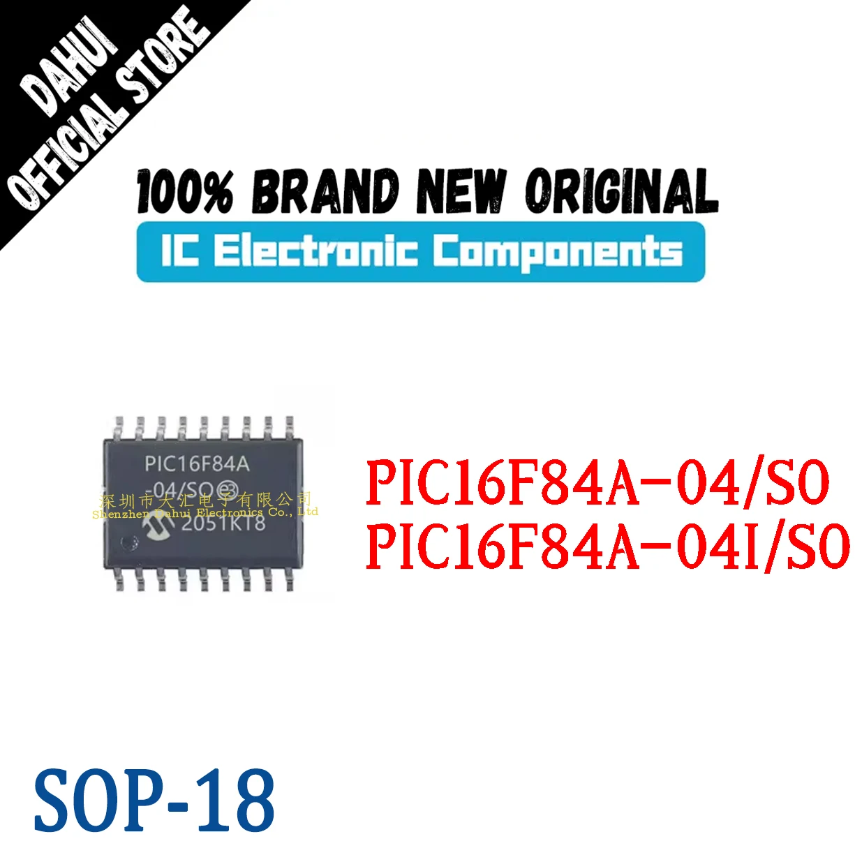 PIC16F84A-04/SO PIC16F84A-04I/SO PIC16F84A 04I SO SOP-18 Microcontroller chip IC new original
PIC16F84A-04/SO PIC16F84A-04I/SO PIC16F84A 04I SO SOP-18 Microcontroller chip IC new original