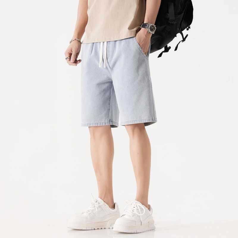 Men's Casual Loose Fit Denim Shorts Summer Drawstring Waist Straight Leg Jean Shorts for Men
Men's Casual Loose Fit Denim Shorts Summer Drawstring Waist Straight Leg Jean Shorts for Men