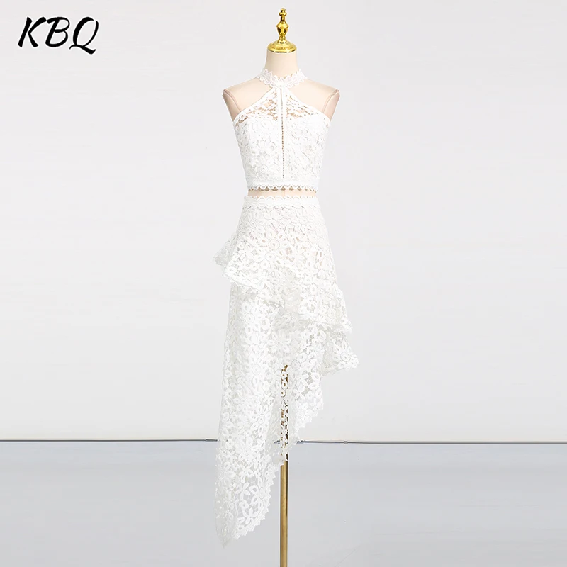 KBQ Solid Hollow Out Two Piece Sets for Womeen Round Neck Sleeveless Short Tops High Wiast Irregular Hem Skirts Chci Set Female
KBQ Solid Hollow Out Two Piece Sets for Womeen Round Neck Sleeveless Short Tops High Wiast Irregular Hem Skirts Chci Set Female