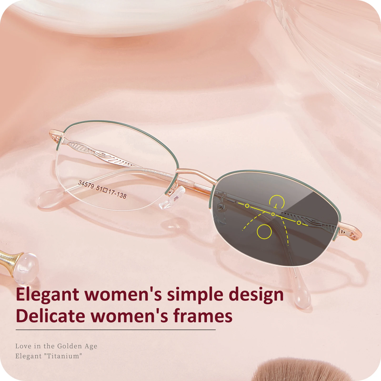 VICKI Light, Stylish and Elegant Ladies Alloy Half Frame Can Be Customized Prescription Multi-focus Glasses Photochromic 34579
VICKI Light, Stylish and Elegant Ladies Alloy Half Frame Can Be Customized Prescription Multi-focus Glasses Photochromic 34579