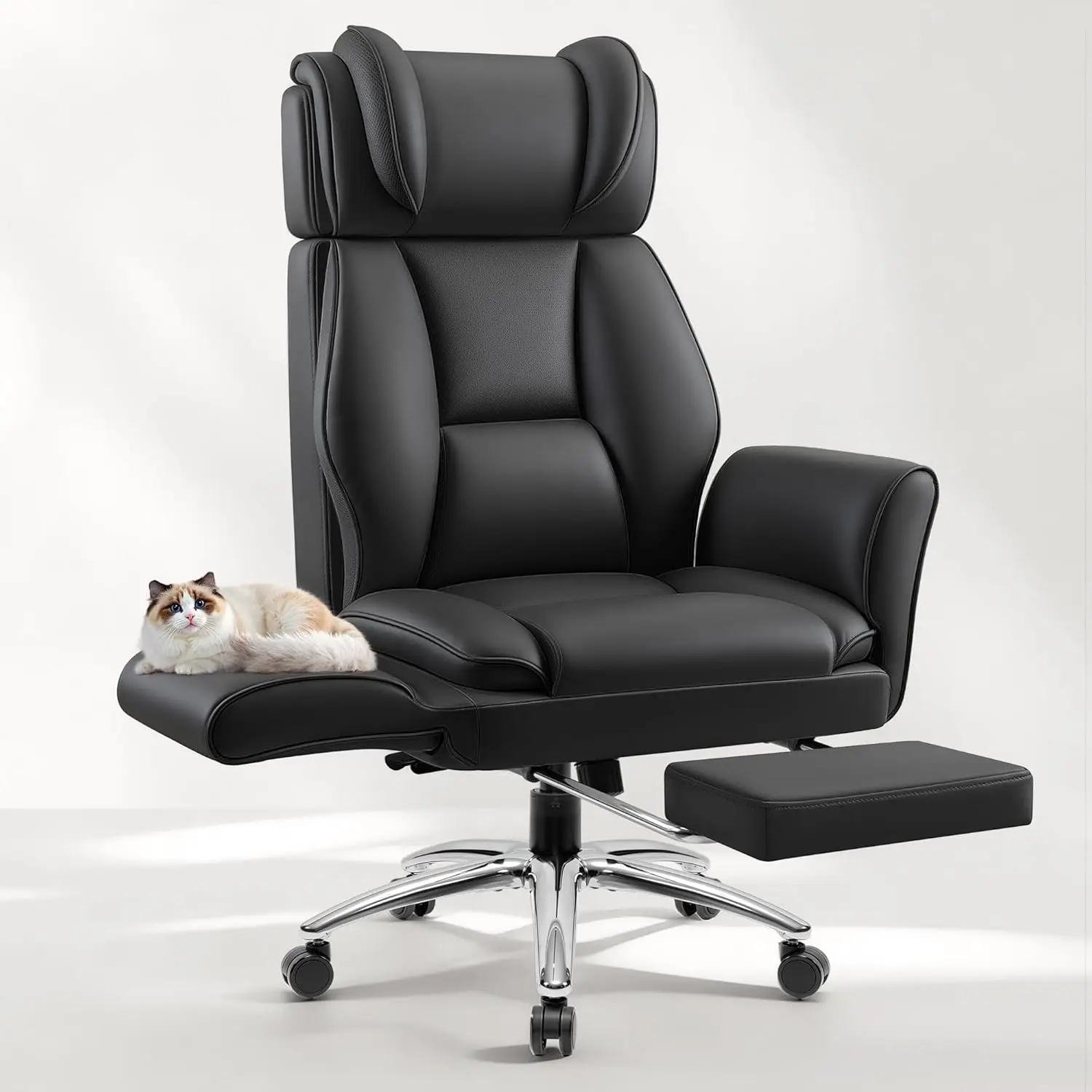 Big and Tall Office Chair, Flip Armrests for Pets & Cross Legged Sitting, Ergonomic Leather Executive Desk Chair with Foot Rest,
Big and Tall Office Chair, Flip Armrests for Pets & Cross Legged Sitting, Ergonomic Leather Executive Desk Chair with Foot Rest,