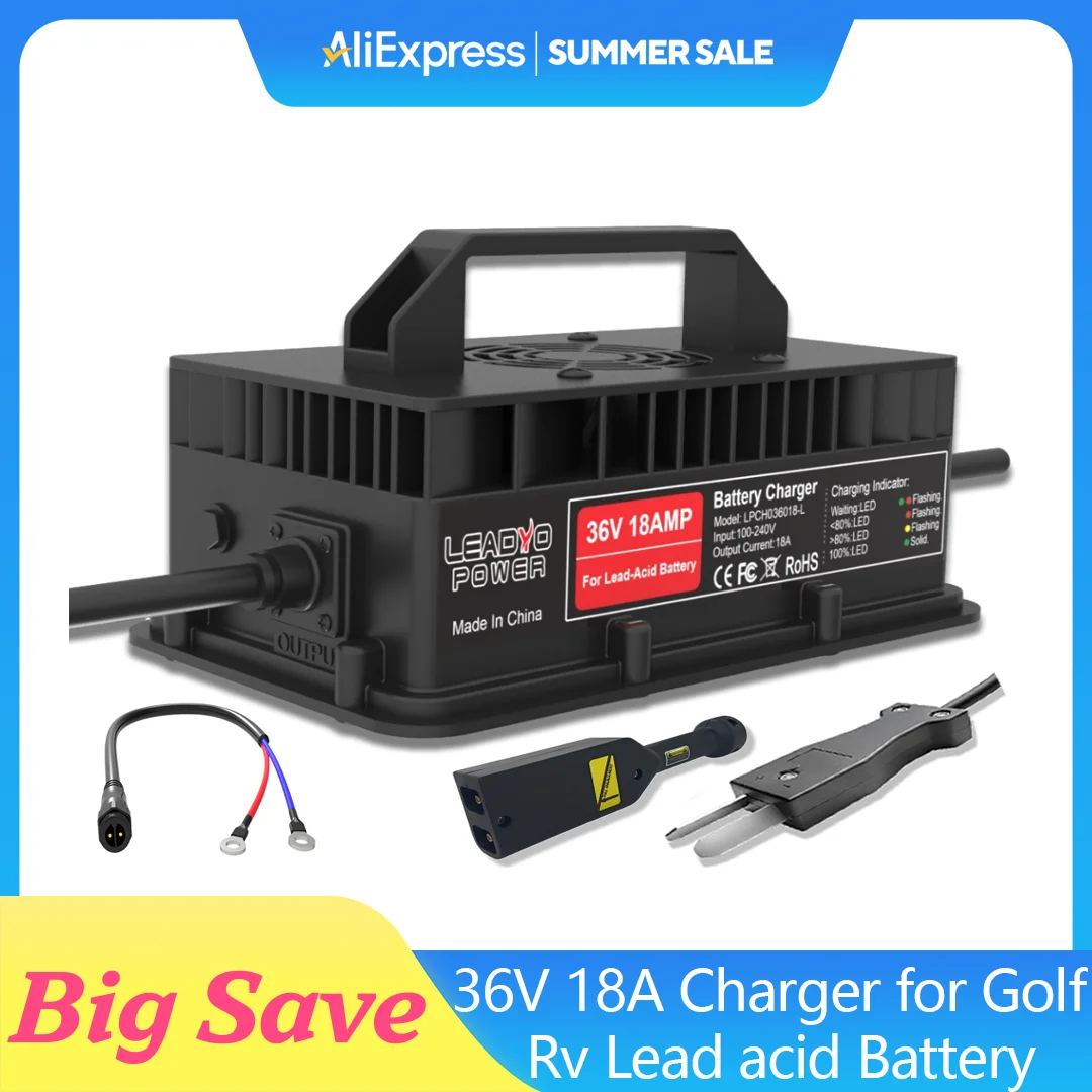 36V 18A Charger Golf Cart Lead Acid Battery IP67 Waterproof for EZGO TXT Crowfoot Plug Battery intelligent Smart Fast Charger
36V 18A Charger Golf Cart Lead Acid Battery IP67 Waterproof for EZGO TXT Crowfoot Plug Battery intelligent Smart Fast Charger