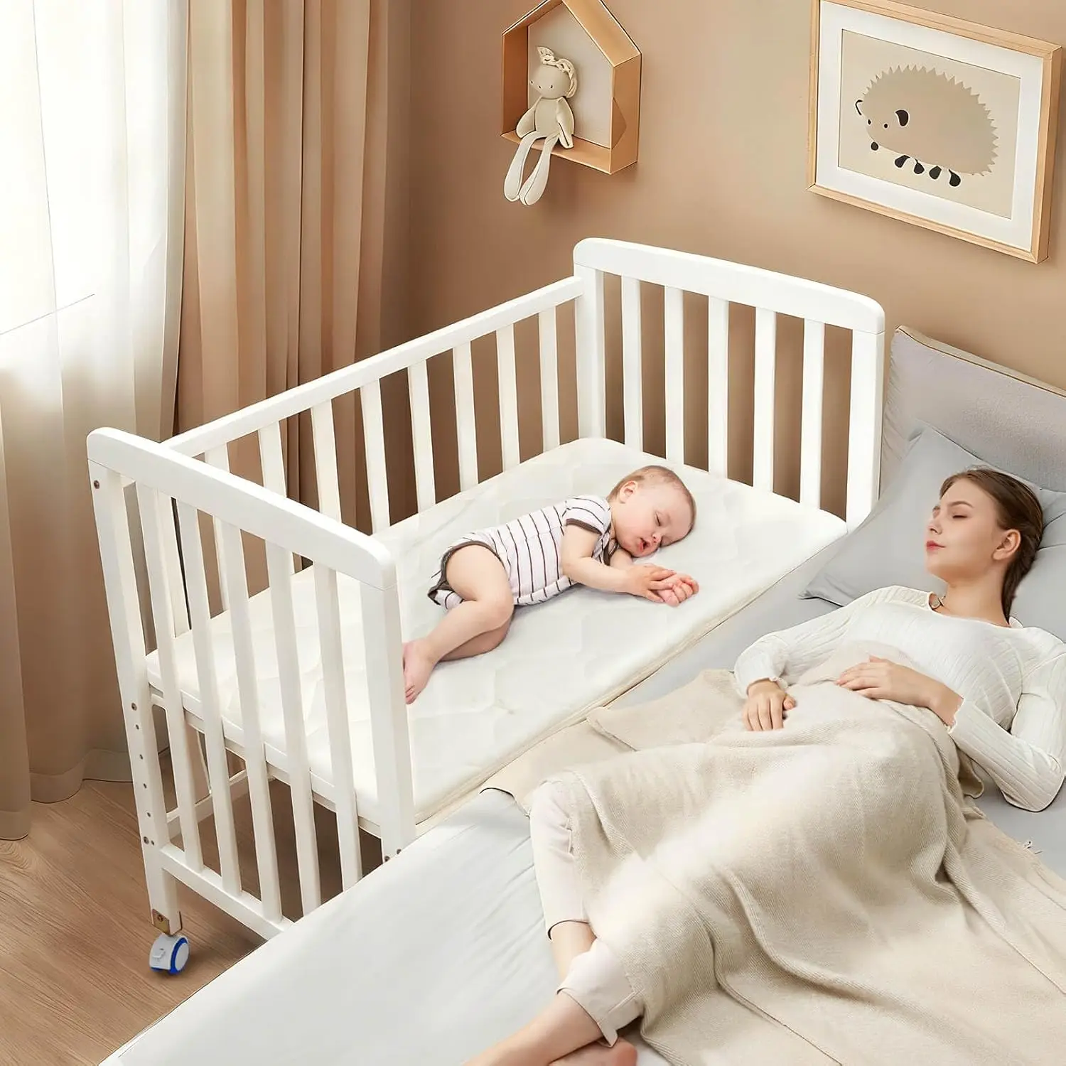 Baby Bassinets Bedside Sleeper - Portable Pine Wood Bedside Bassinet,6 Heights Small Mini Crib with Mattress,Space-Saving Design
Baby Bassinets Bedside Sleeper - Portable Pine Wood Bedside Bassinet,6 Heights Small Mini Crib with Mattress,Space-Saving Design