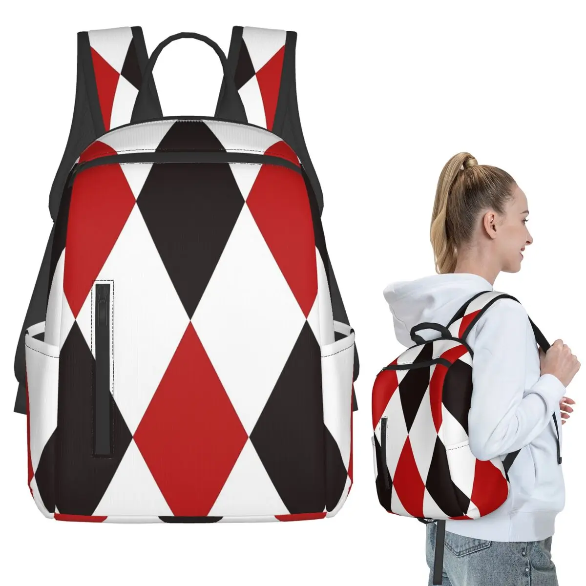 Harlequin Plaid Playing Cards Diamond Backpack Student BookBag Kids School Bag Computer Shoulder Bags Men Women
Harlequin Plaid Playing Cards Diamond Backpack Student BookBag Kids School Bag Computer Shoulder Bags Men Women