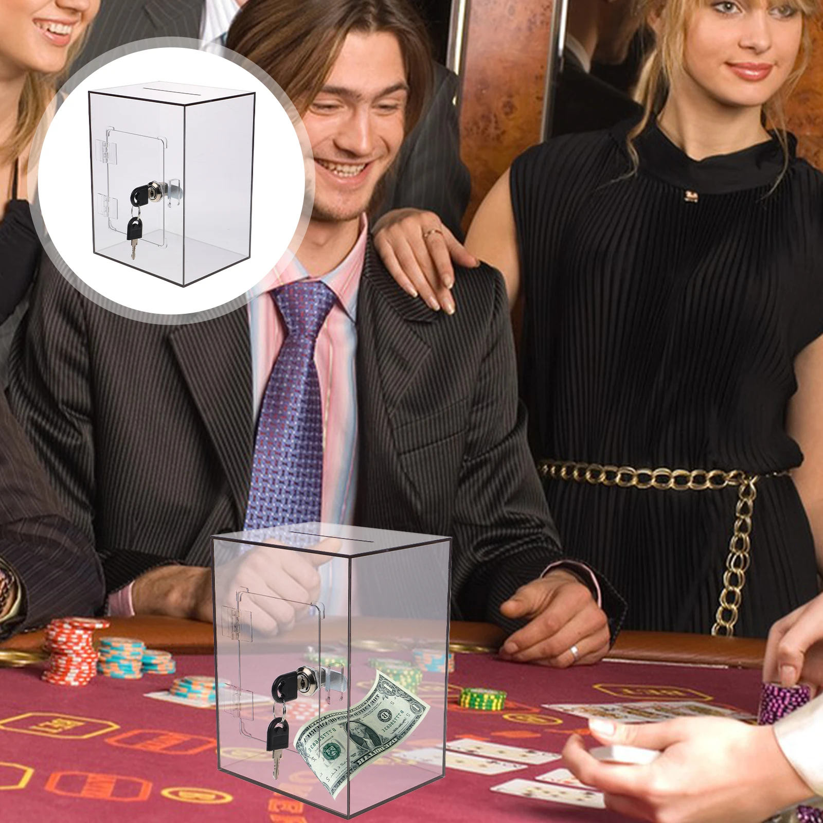 Storage Box Money with Lock Travel Large Acrylic Clear Donation Boxes for Charity
Storage Box Money with Lock Travel Large Acrylic Clear Donation Boxes for Charity