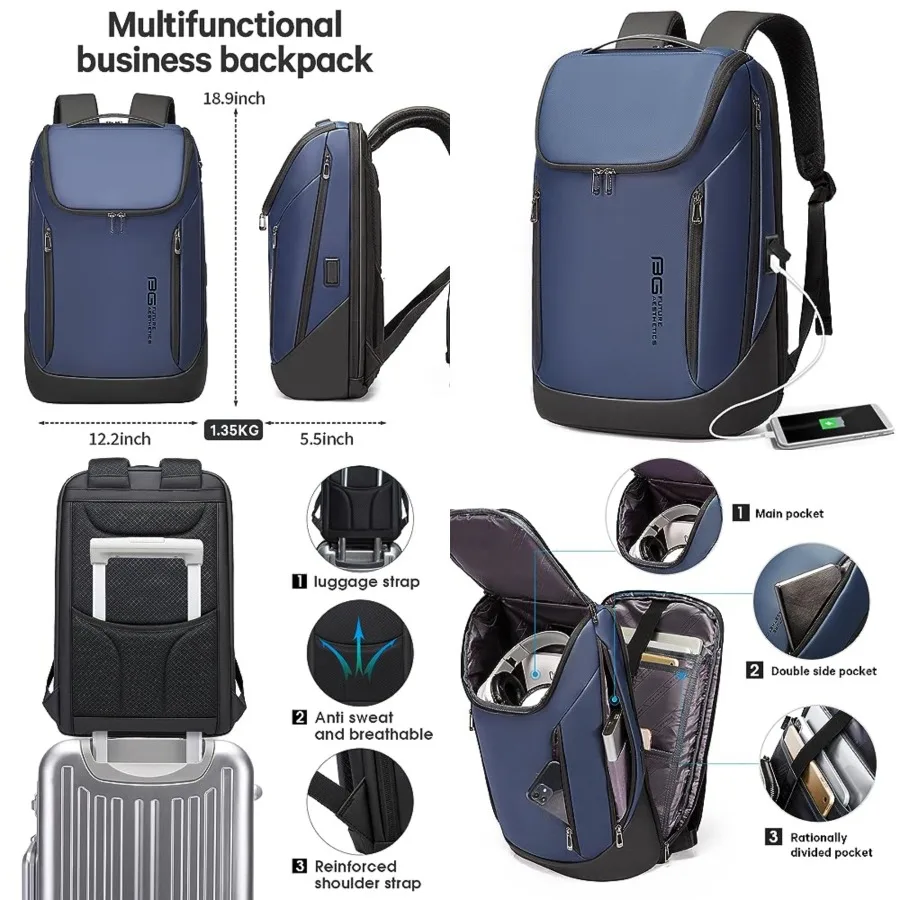 Business Smart Backpack Waterproof fit 15.6 Inch Laptop Backpack with USB Charging Port, Travel Durable Backpack
Business Smart Backpack Waterproof fit 15.6 Inch Laptop Backpack with USB Charging Port, Travel Durable Backpack