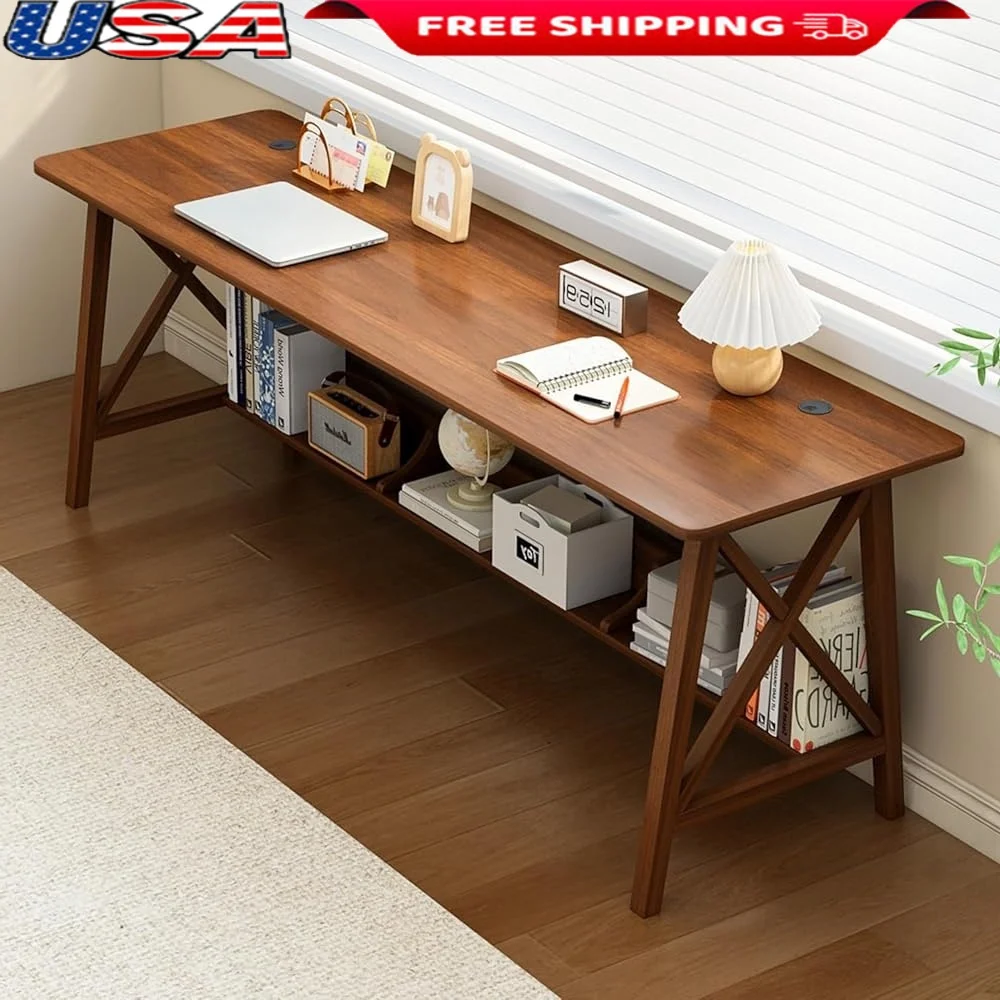 Extra Long Desk with Bookshelf 2-Person Workstation Solid Wood Home Office Study Table Storage Shelf Minimalist Style
Extra Long Desk with Bookshelf 2-Person Workstation Solid Wood Home Office Study Table Storage Shelf Minimalist Style