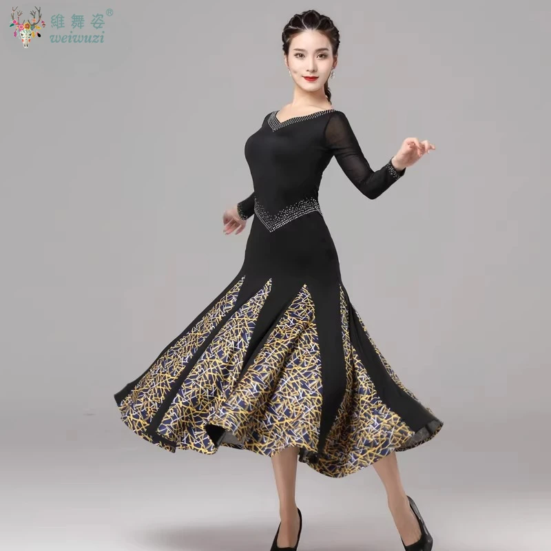 Women Modern Dance Foxtrot Tango Outfit Social Dance Long Sleeves Big Swing Dress Adult Ballroom Waltz Cha Cha Training Clothes
Women Modern Dance Foxtrot Tango Outfit Social Dance Long Sleeves Big Swing Dress Adult Ballroom Waltz Cha Cha Training Clothes