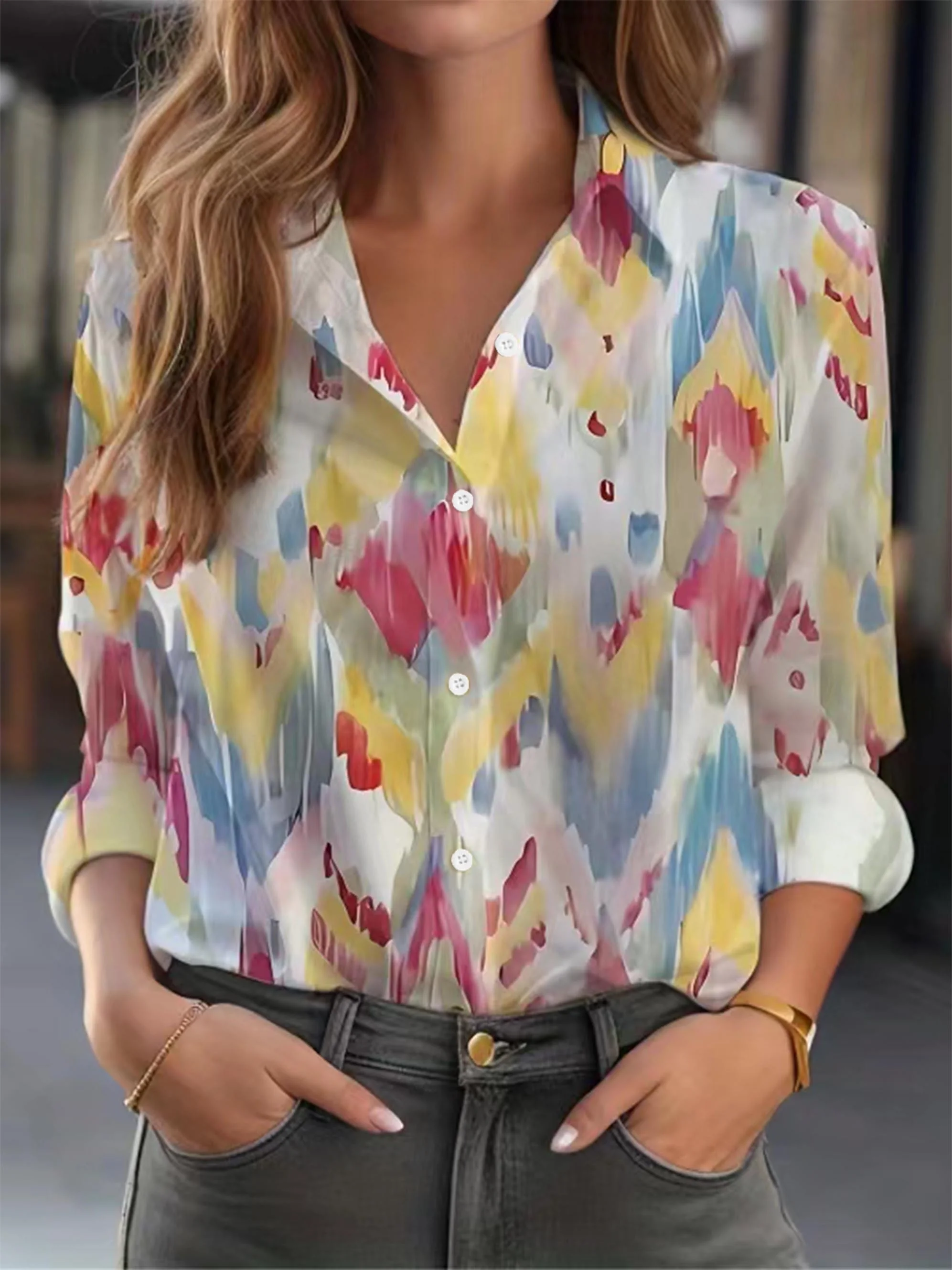 Plus Size Women Blouse Yellow Tie Dye Button Print Long Sleeve Casual Basic Shirt
Plus Size Women Blouse Yellow Tie Dye Button Print Long Sleeve Casual Basic Shirt