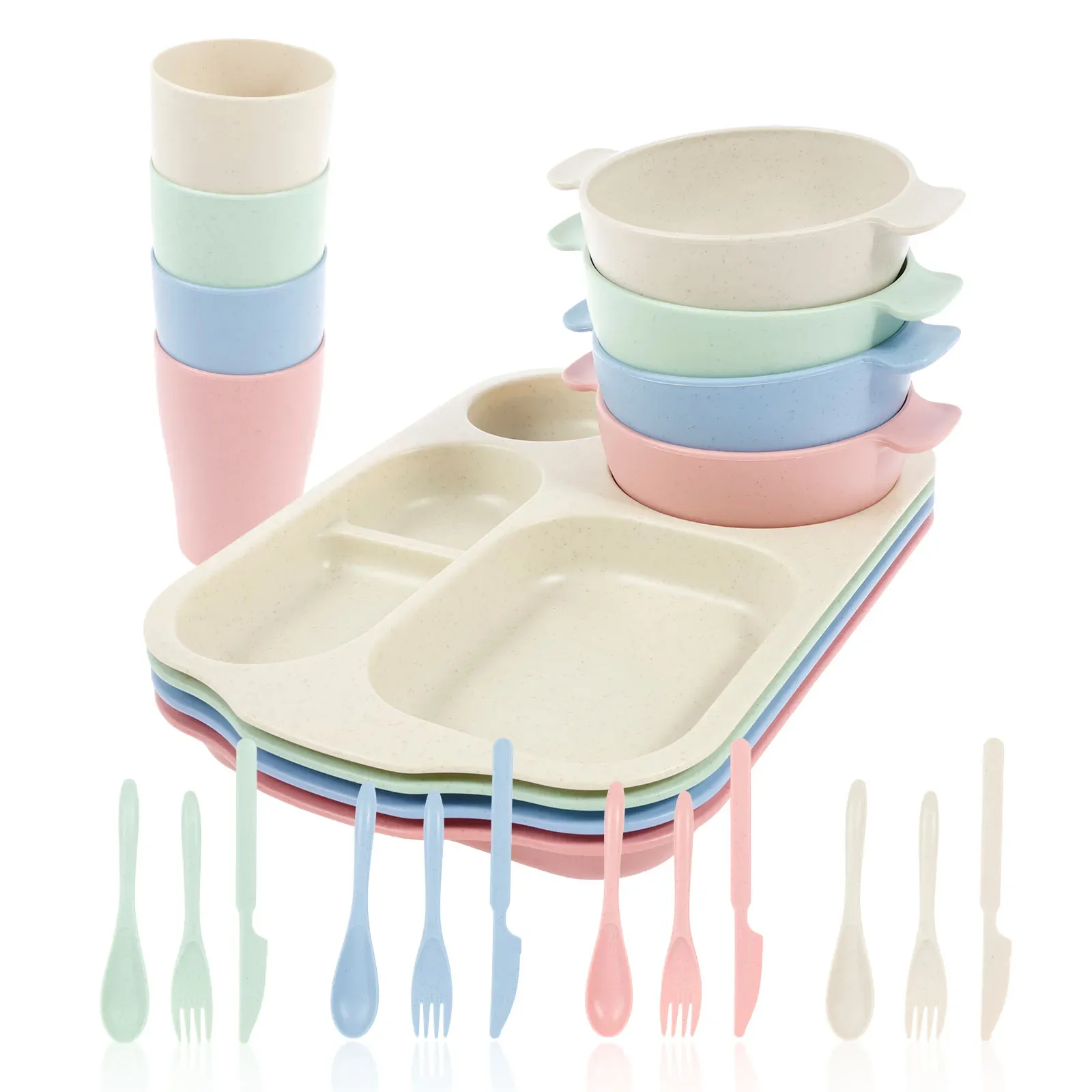 24Pcs Kids Plates and Bowls Sets Lightweight Dinnerware Cutlery Set Unbreakable Tableware Set Versatile Toddler Dinnerware Set
24Pcs Kids Plates and Bowls Sets Lightweight Dinnerware Cutlery Set Unbreakable Tableware Set Versatile Toddler Dinnerware Set