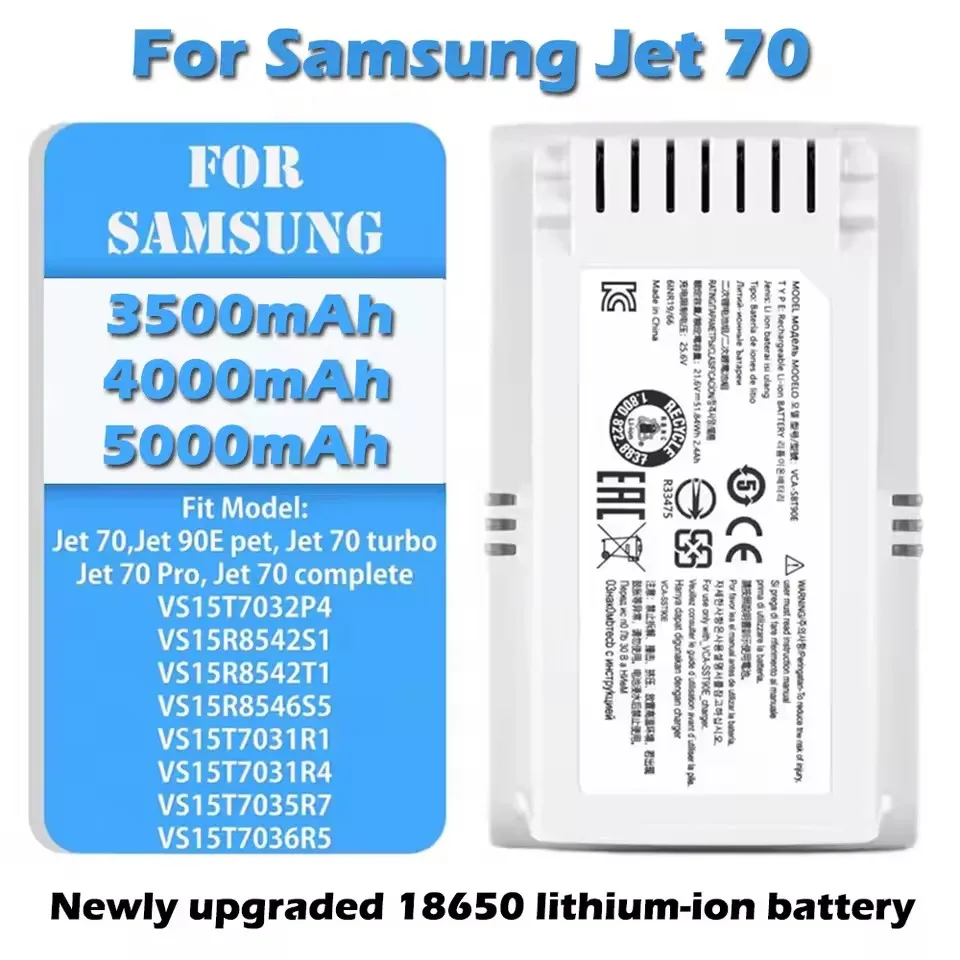 New Battery 21.6V 5000mAh for samsung jet 70 VS15T7032P4 VCA-SBT90E Vacuum Cleaner Batteries
New Battery 21.6V 5000mAh for samsung jet 70 VS15T7032P4 VCA-SBT90E Vacuum Cleaner Batteries