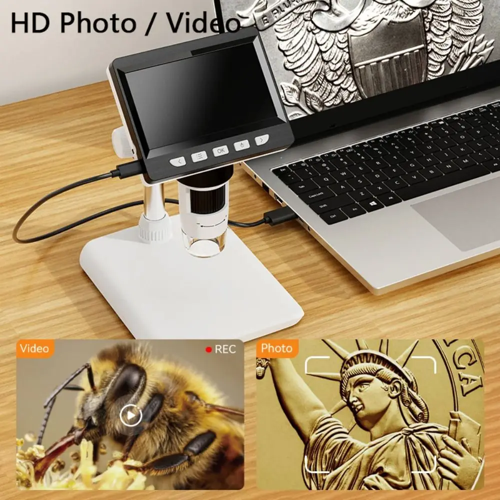 PC 4.3 Inch Digital Microscope 1080P 50-1000x Soldering Microscope 2000mAh Electronics Repair Coin Microscope Experiment
PC 4.3 Inch Digital Microscope 1080P 50-1000x Soldering Microscope 2000mAh Electronics Repair Coin Microscope Experiment