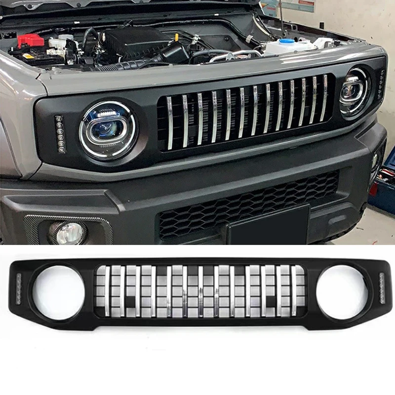 Передняя решетка для Suzuki Jimny JB64 JB74W 2018-2020, гоночная со светодиодными лампами, автомобильная решетка для почек, сетчатая черная решетка, аксессуары
Передняя решетка для Suzuki Jimny JB64 JB74W 2018-2020, гоночная со светодиодными лампами, автомобильная решетка для почек, сетчатая черная решетка, аксессуары