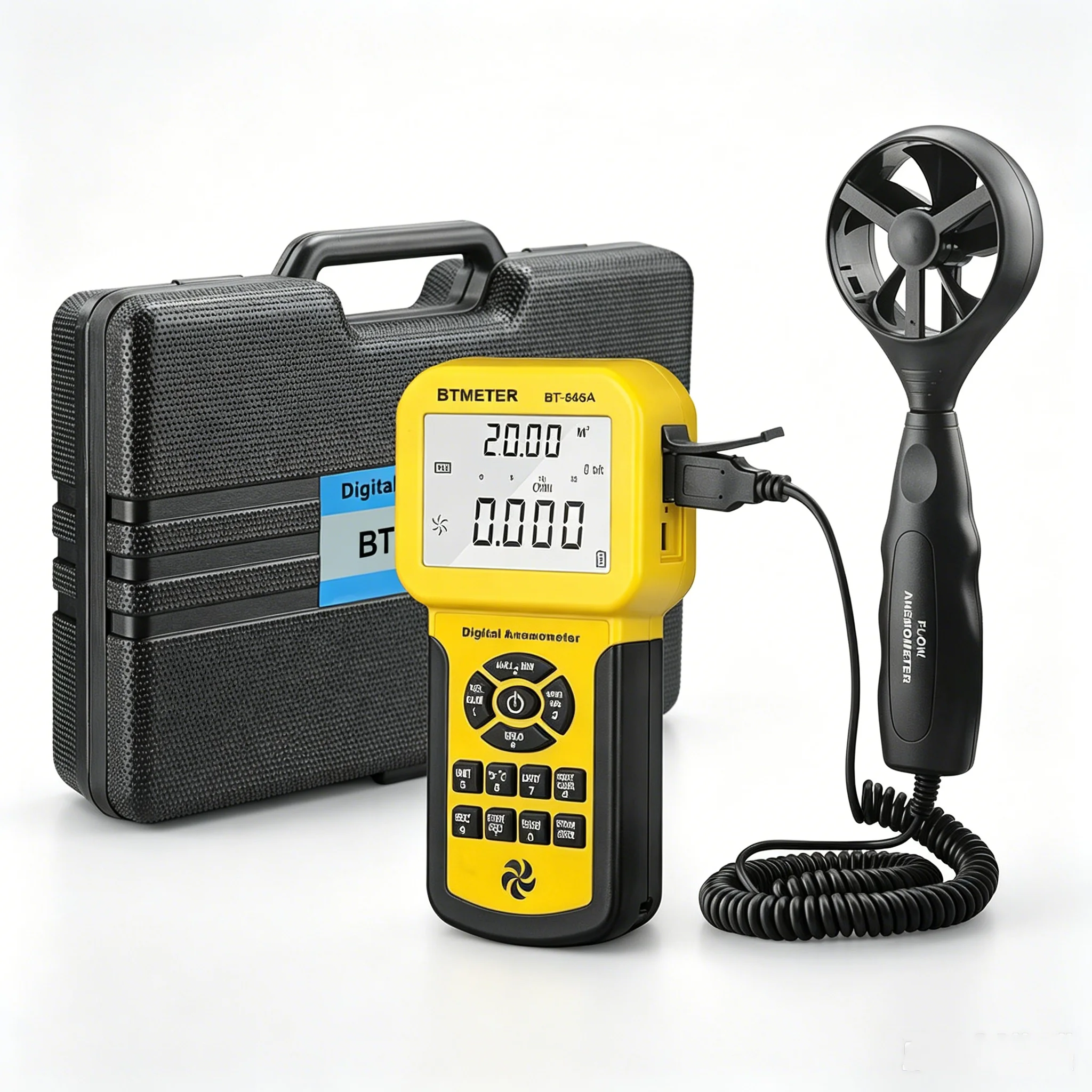 Digital Anemometer HVAC CFM Air Flow Meter Wind Speed Temp Velocity Measuring Tool For Air Duct Ventilation Test BTMETER BT-846A
Digital Anemometer HVAC CFM Air Flow Meter Wind Speed Temp Velocity Measuring Tool For Air Duct Ventilation Test BTMETER BT-846A
