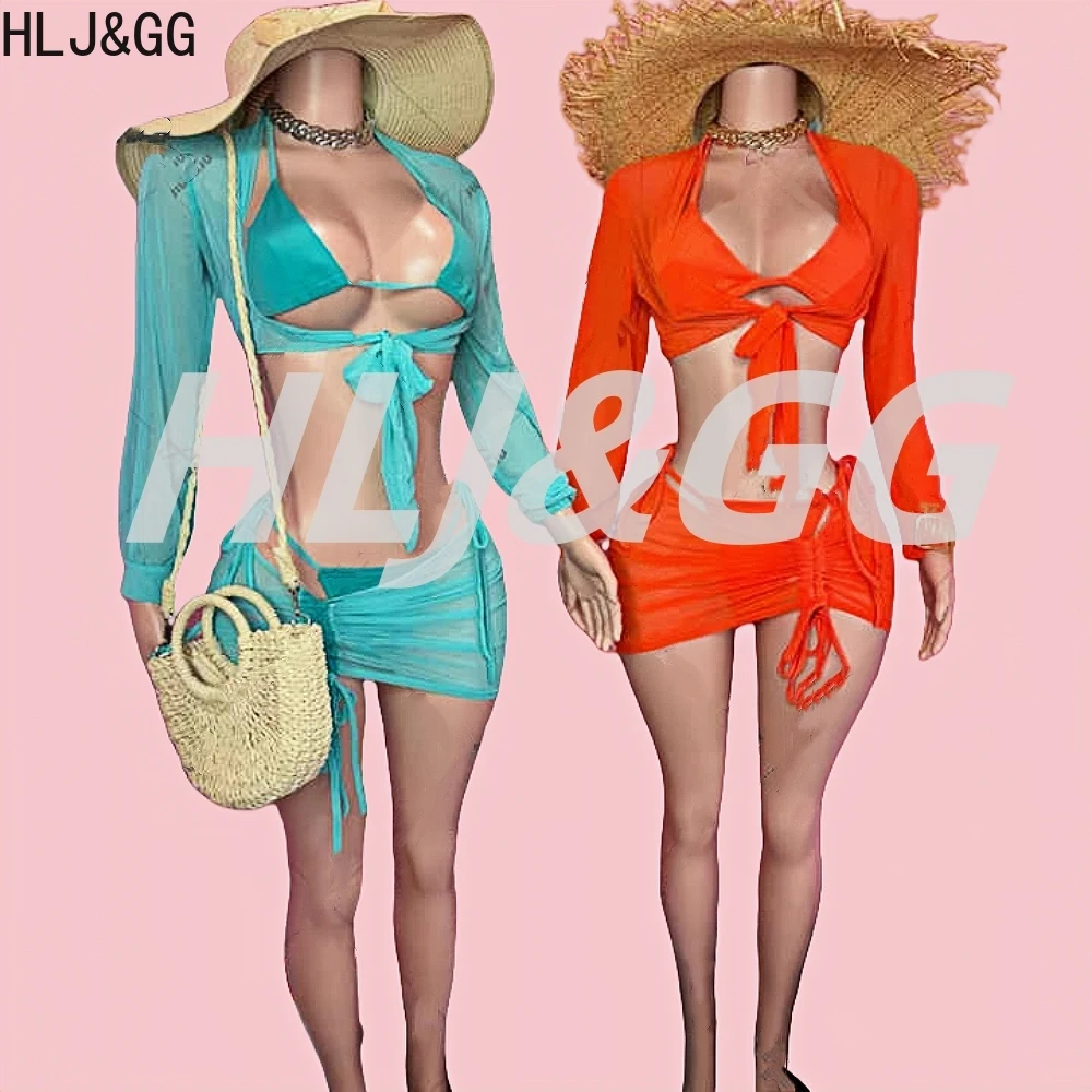 HLJ Sexy Mesh See Though Drawstring Mini Skirts 4pcs Sets Women Bikinis Cover Up Long Sleeve Swimsuits Outfits Summer Beachwear
HLJ Sexy Mesh See Though Drawstring Mini Skirts 4pcs Sets Women Bikinis Cover Up Long Sleeve Swimsuits Outfits Summer Beachwear