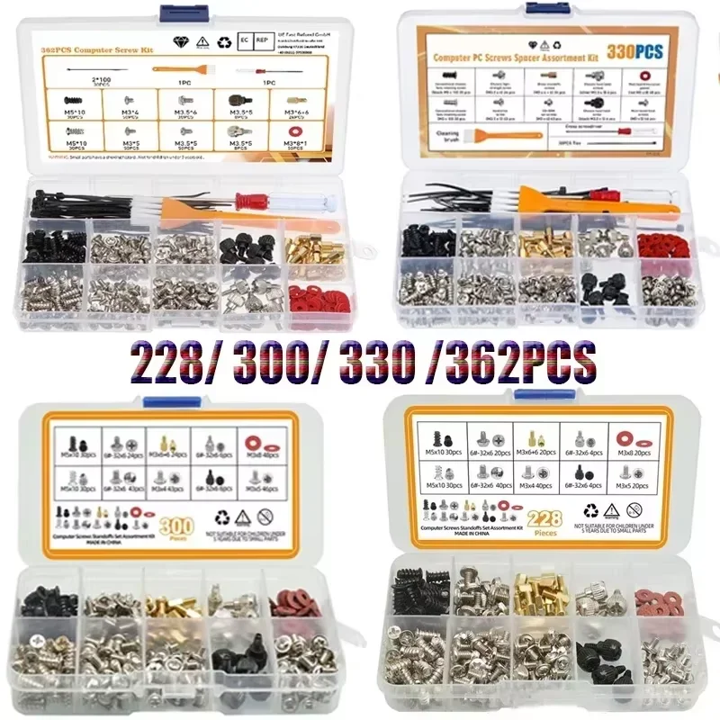 228/300/330/362pcs Computer Screw Set PC Case Hard Disk Drive Fan Motherboard Power Supply Server HDD Repair Motherboard Screw 
228/300/330/362pcs Computer Screw Set PC Case Hard Disk Drive Fan Motherboard Power Supply Server HDD Repair Motherboard Screw