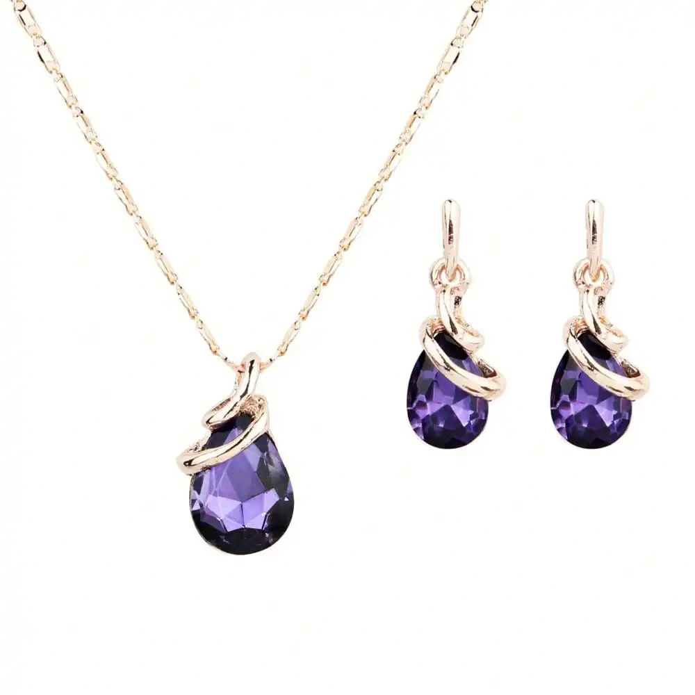 COLORFUL BLING Rose Gold Teardrop Infinity Pendant Necklace Dangle Earring Bridal Pearl Jewelry Sets,Purple
COLORFUL BLING Rose Gold Teardrop Infinity Pendant Necklace Dangle Earring Bridal Pearl Jewelry Sets,Purple