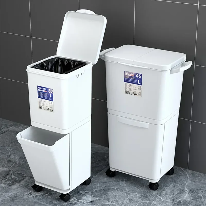 Large Capacity Trash Can with Wheel Kitchen Classification with Cover Double Removable Bin Household Merchandises
Large Capacity Trash Can with Wheel Kitchen Classification with Cover Double Removable Bin Household Merchandises