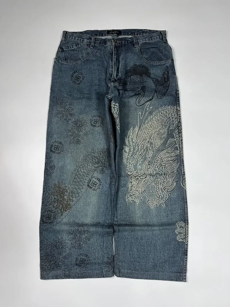 Вязаные джинсы с японским драконом для мужчин и женщин, мешковатые посадки, уличная городская повседневная модная модная уличная одежда в стиле хип-хоп, повседневная одежда, стиль
Вязаные джинсы с японским драконом для мужчин и женщин, мешковатые посадки, уличная городская повседневная модная модная уличная одежда в стиле хип-хоп, повседневная одежда, стиль