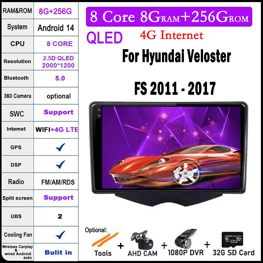 9 lnch Android 14 For Hyundai Veloster FS 2011 - 2017 GPS Car Radio Multimedia Video Player Navigation Bluetooth Touch Screen
9 lnch Android 14 For Hyundai Veloster FS 2011 - 2017 GPS Car Radio Multimedia Video Player Navigation Bluetooth Touch Screen