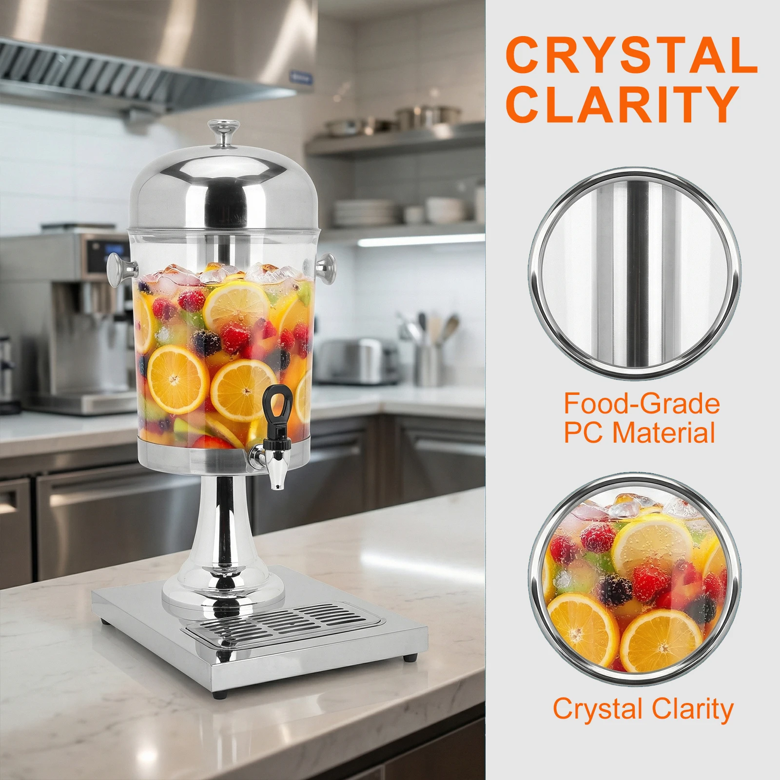 2.1/4.2 Gallon Hot and Cold Beverage Dispenser with Ice Container and Stainless Steel Drip Trays for Banquet Restaurant
2.1/4.2 Gallon Hot and Cold Beverage Dispenser with Ice Container and Stainless Steel Drip Trays for Banquet Restaurant