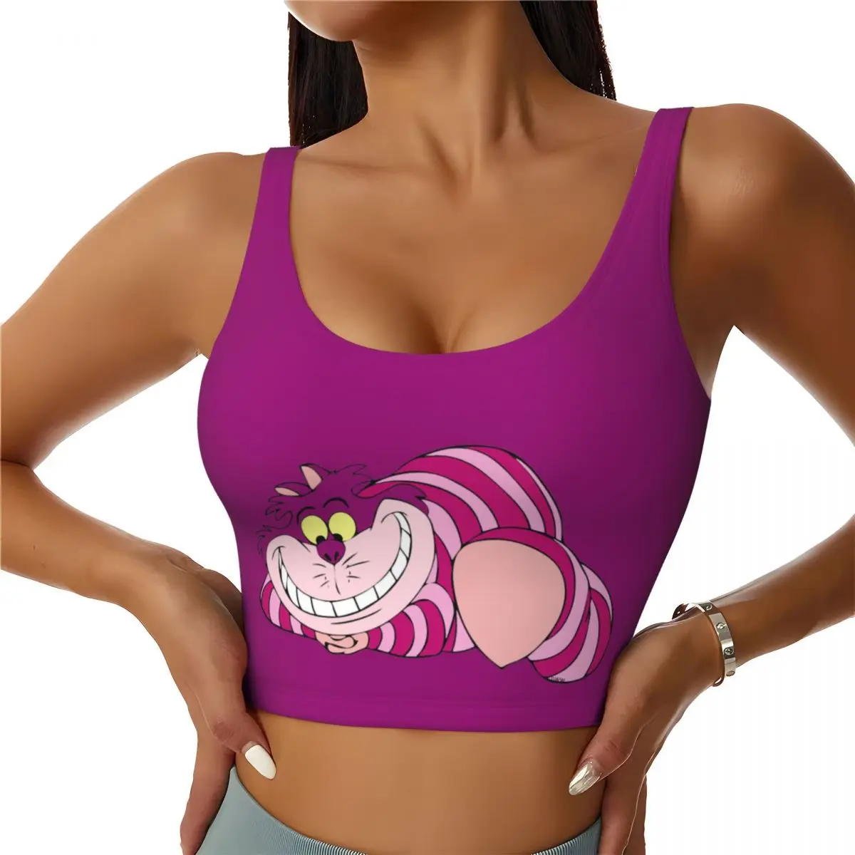 Custom Cheshire Cat Workout Crop Tank Tops for Women Alice In Wonderland Animal Yoga Sports Bras
Custom Cheshire Cat Workout Crop Tank Tops for Women Alice In Wonderland Animal Yoga Sports Bras