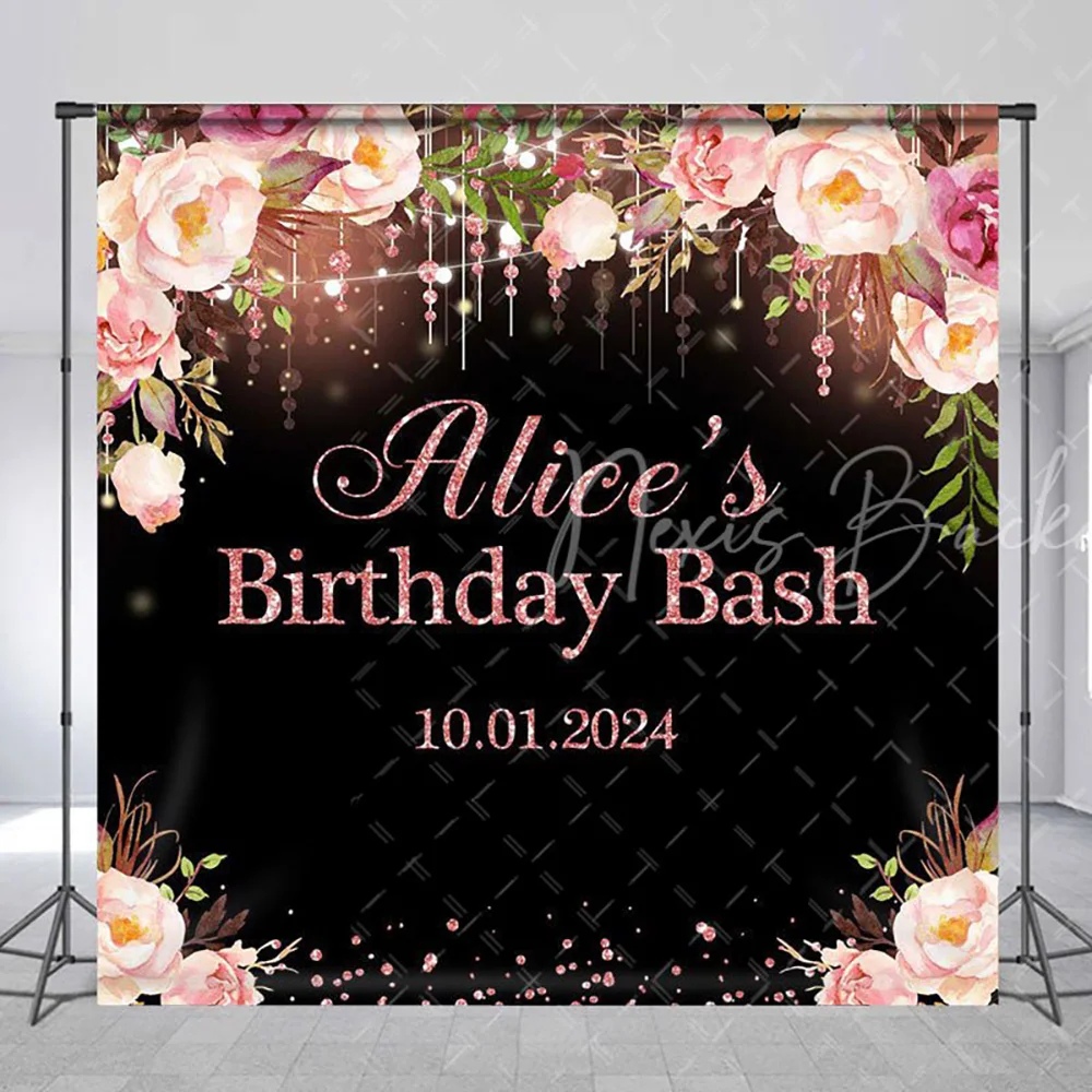 Custom Glitter Floral Black Pink Birthday Backdrop for Women, Shiny Flower Photography Background Party Wall Decoration
Custom Glitter Floral Black Pink Birthday Backdrop for Women, Shiny Flower Photography Background Party Wall Decoration