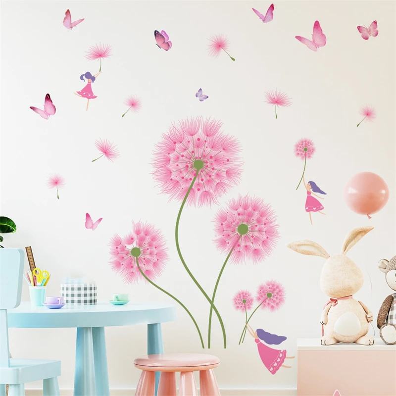 Wall Stickers Pink Dandelion Butterfly Little Girl Elf Living Room Bedroom Decoration Wall Art PVC Cartoon Picture Girl's Room
Wall Stickers Pink Dandelion Butterfly Little Girl Elf Living Room Bedroom Decoration Wall Art PVC Cartoon Picture Girl's Room