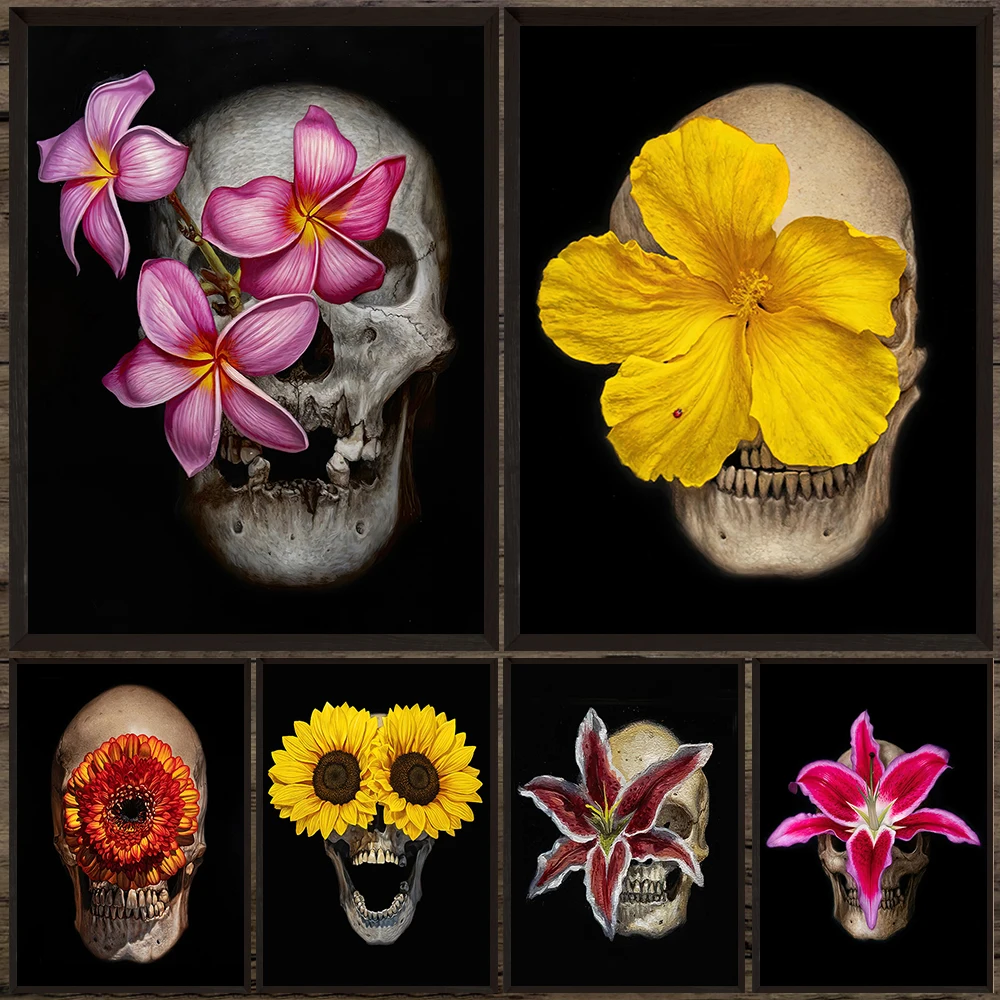 Flowers Blooming On A Skull,Dark Aesthetics Wall Art Canvas Painting,Bloom And Die Abstract Dark Academy Art Poster Print Decor
Flowers Blooming On A Skull,Dark Aesthetics Wall Art Canvas Painting,Bloom And Die Abstract Dark Academy Art Poster Print Decor