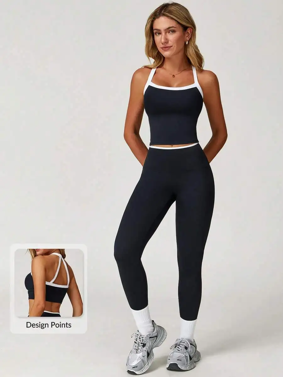 Womens 2 Piece Sports Set Vest And Leggings For Yoga Fitness Workout
Womens 2 Piece Sports Set Vest And Leggings For Yoga Fitness Workout