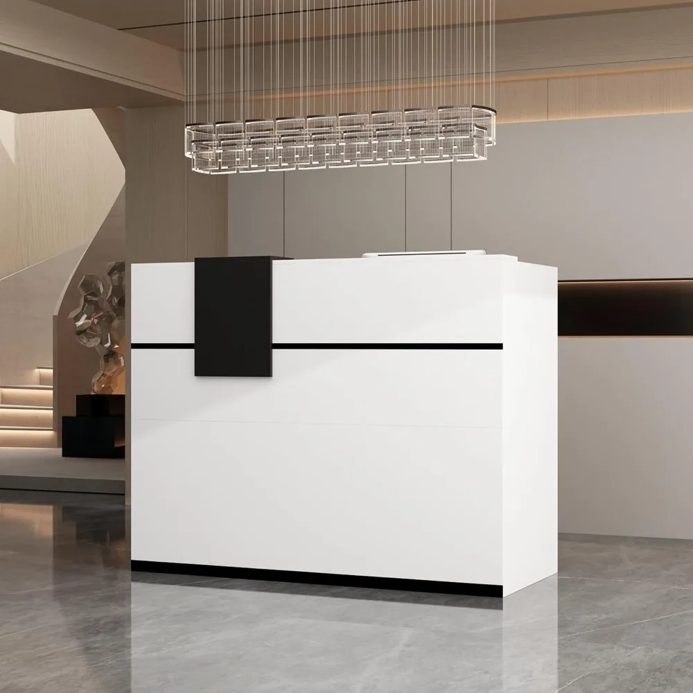 Reception Counter Desk Front Desk with Moveable Shelves, Lockable Drawer and Black Tapes, Retail Checkout for Lobby Salon White
Reception Counter Desk Front Desk with Moveable Shelves, Lockable Drawer and Black Tapes, Retail Checkout for Lobby Salon White