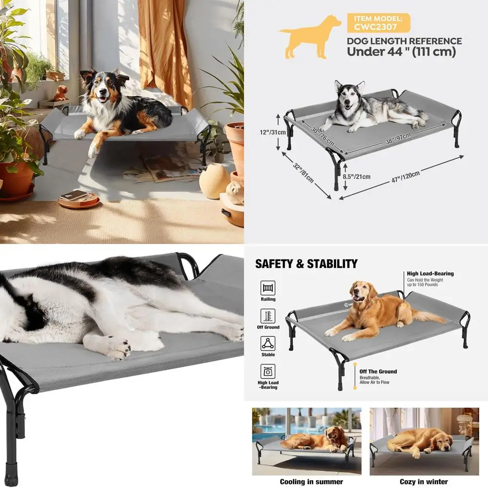 Elevated Dog Bed with Guardrail, Slope Headrest, Breathable Mesh, Non-Slip, Washable, Suitable for Indoor & Outdoor Use, Large 4
Elevated Dog Bed with Guardrail, Slope Headrest, Breathable Mesh, Non-Slip, Washable, Suitable for Indoor & Outdoor Use, Large 4