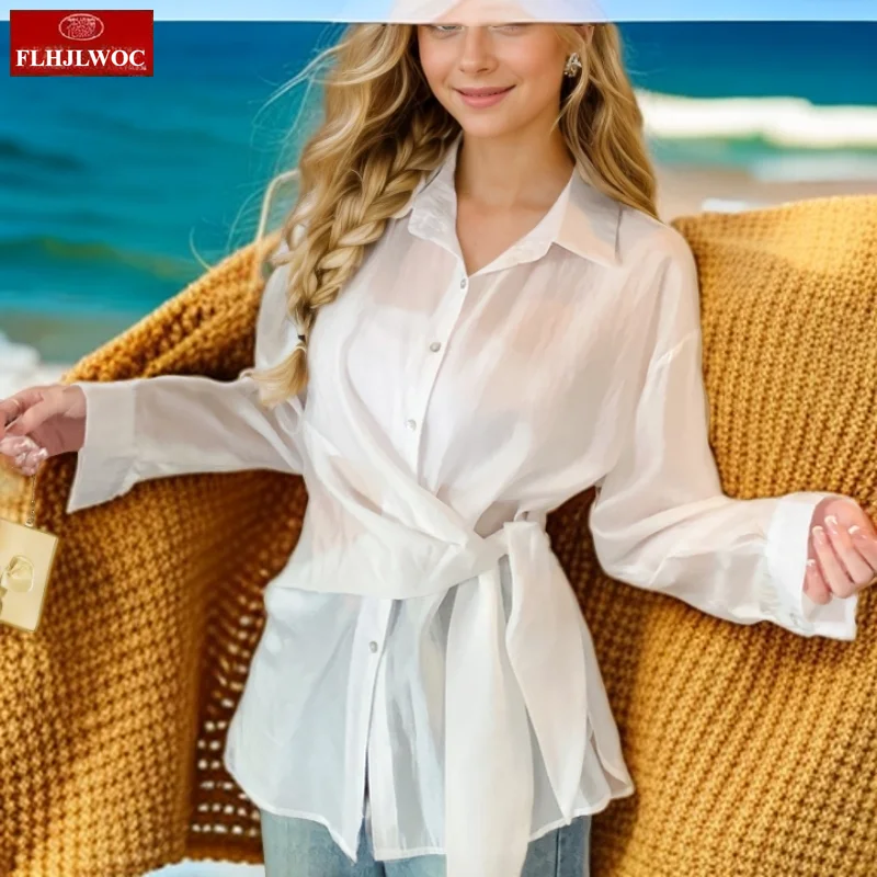 Holiday Beach Date Girls Thin Airy White Sun Protection Long Sleeve Shirt 2025 Summer New Slim Fit Tie Lace-Up Waist Peplum Top
Holiday Beach Date Girls Thin Airy White Sun Protection Long Sleeve Shirt 2025 Summer New Slim Fit Tie Lace-Up Waist Peplum Top