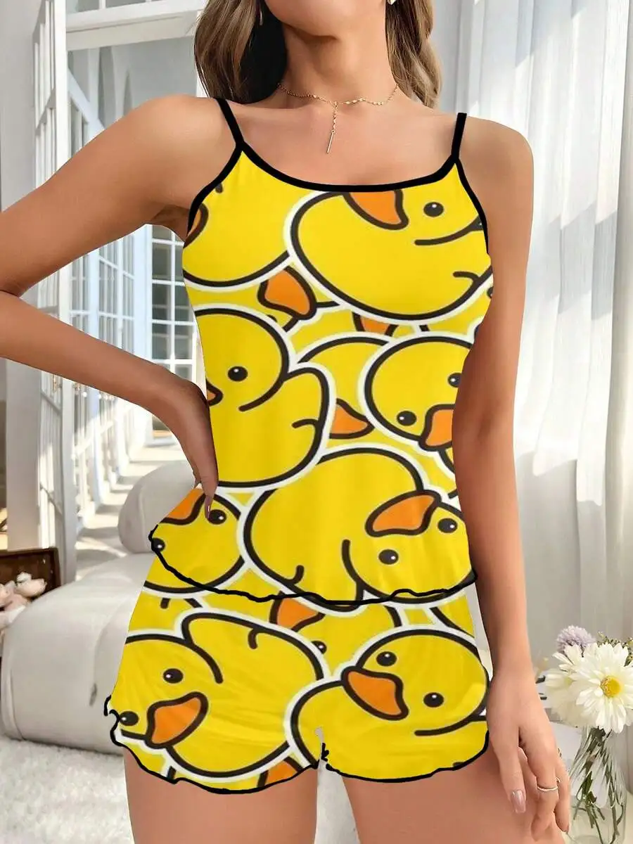 Womens Yellow Duck Print Pajama Set Two Piece Camisole And Shorts
Womens Yellow Duck Print Pajama Set Two Piece Camisole And Shorts