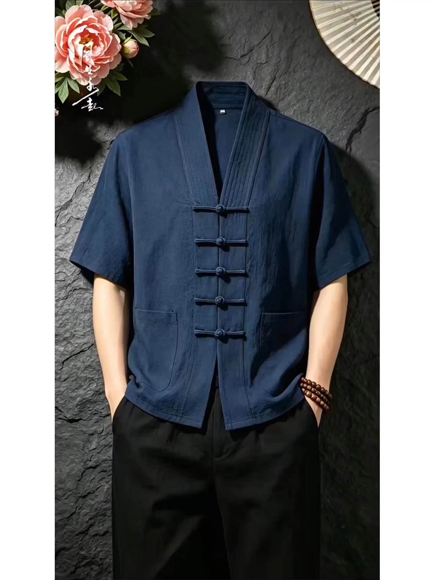New Chinese Style Men's Short Sleeve Shirt Cotton Linen Button up Half Sleeve Summer Fashion Brand Dark Blue Collar Shirt
New Chinese Style Men's Short Sleeve Shirt Cotton Linen Button up Half Sleeve Summer Fashion Brand Dark Blue Collar Shirt